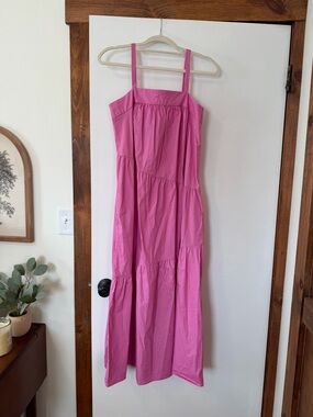 Donna Morgan Bright Pink Tiered Maxi Sundress